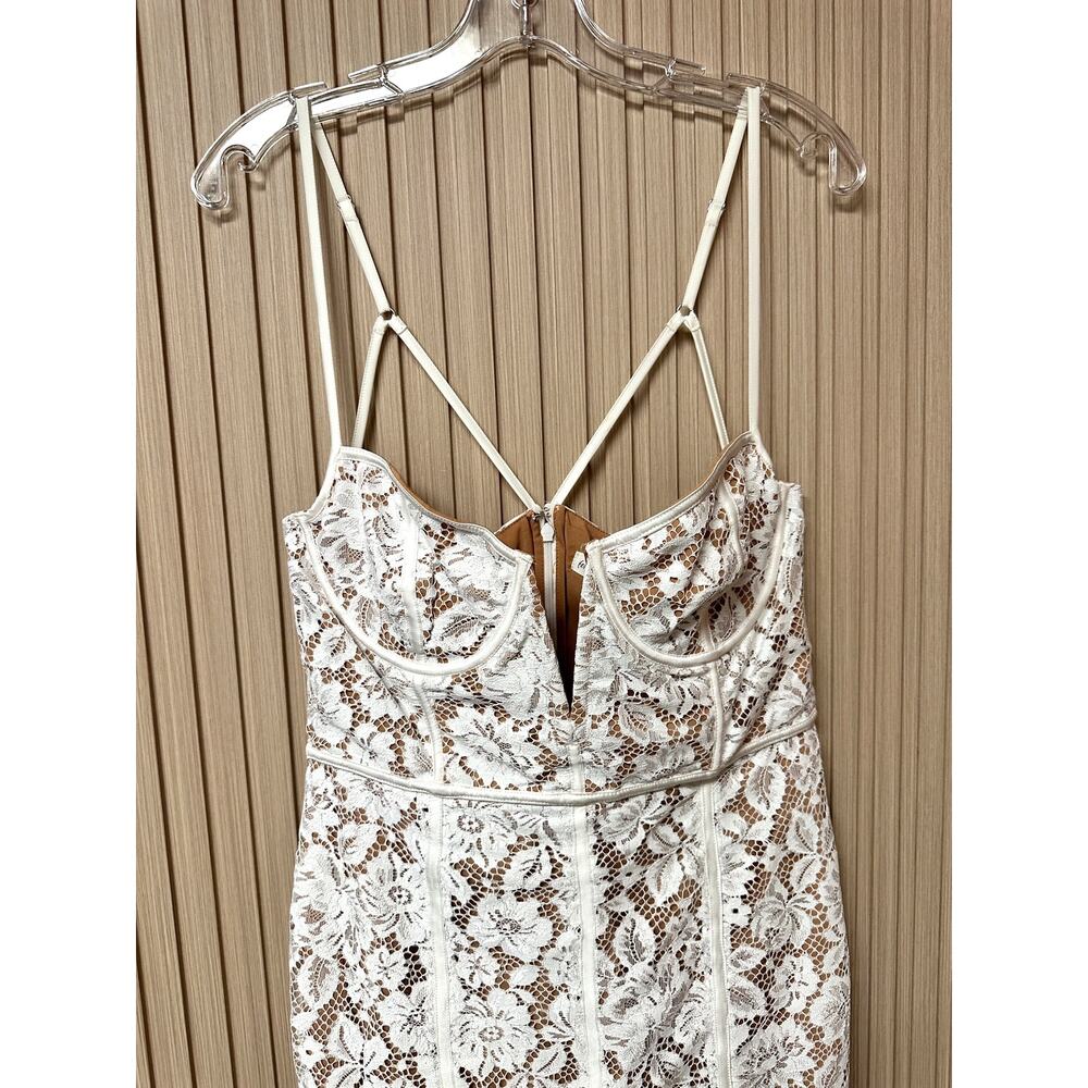 For Love & Lemons Julia Lace White Womens Mini Dress Sz L - Picture 5 of 15